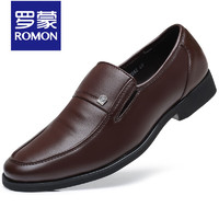 罗蒙(ROMON)2022春夏新款时尚休闲绅士套脚男皮鞋 黑色 41 棕色 44