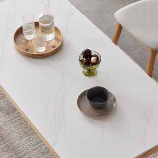 实木岩板餐桌椅组合 现代北欧橡木饭桌现代餐厅桌子 一桌四椅 JD-4092+JD-4094