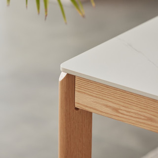 实木岩板餐桌椅组合 现代北欧橡木饭桌现代餐厅桌子 一桌四椅 JD-4092+JD-4094
