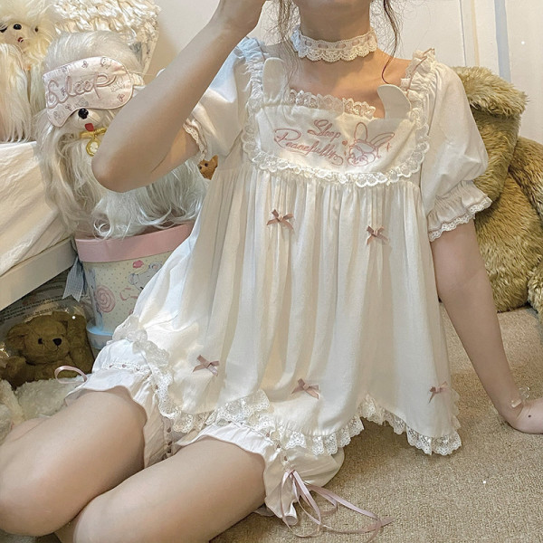 lolita_mewroco猫芮可 lolita洛丽塔 安睡兔 睡衣套装 白色多少钱