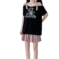 啦啦酱 崩坏小熊 JK制服 女士短袖T恤 黑色 S