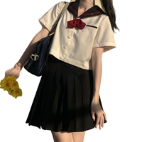 春日制服部 夜樱 JK制服 水手服 女士夏服上衣 黑白 L