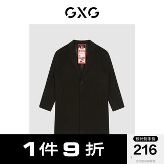 GXG 男装2019年冬季热卖商场同款韩版保暖含羊毛军绿长款大衣外套