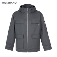 TRENDIANO 潮牌2021新款春季男装夹克工装休闲连帽外套
