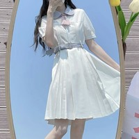 尺呎间 JK制服 和絮女子 纯色盛夏服连衣裙 白色