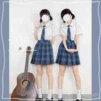 土曜日 JK制服 二十一克 校供感蓝黑格百褶裙 42cm