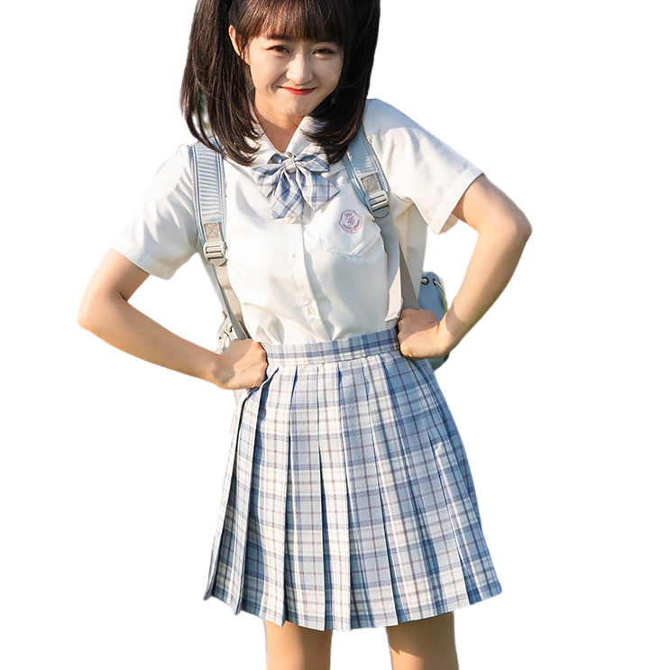 心脏地震 雾桉高 JK制服 女士格裙 蓝白 39cm S