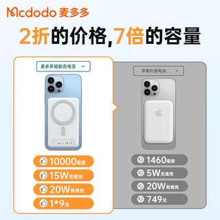 Mcdodo 麦多多 磁吸充电宝10000毫安 白亮亮 20W