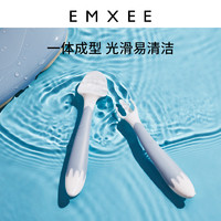 EMXEE 嫚熙 宝宝叉勺学吃饭训练勺子套装婴儿辅食勺儿童餐具可弯曲叉勺子