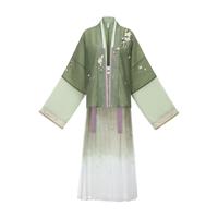 CHIXIA 池夏 改良 宋制汉服 情书系列 庭芜绿 女士长袖短衫半袖褙子百迭裙 S11125 绿色 S