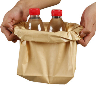 冰禹 BY-7524 通用方底牛皮纸袋 打包袋食品袋面包袋 (100个)包装一次性黄皮纸袋 非防油28*15*9
