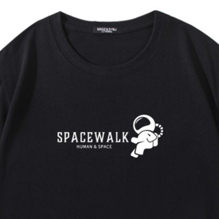 AUOOI 男士圆领短袖T恤 au5D2019903 星球漫步款 黑色 M