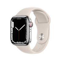 Apple 苹果 Watch Series 7 智能手表 41mm  GPS+蜂窝版 银色不锈钢表壳 星光色运动型表带（GPS、血氧、心率)