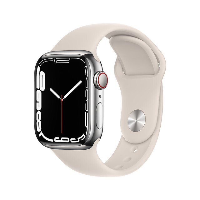 Apple 苹果Watch Series 7 智能手表41mm GPS+蜂窝版银色不锈钢表壳星光
