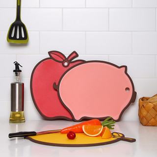 LOCK&LOCK LocknLock）抗菌砧板 塑料切菜板防滑易清洗水果板可爱卡通菜板 红色CSC551