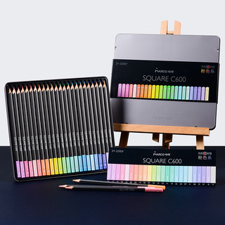 MARCO 马可 时尚系列 C600-24TN(PS) 油性彩色铅笔 马卡龙灰盒款 24色