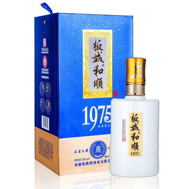 板城烧锅酒板城和顺1975 38度低度450ML 浓香型白酒纯粮食白酒单