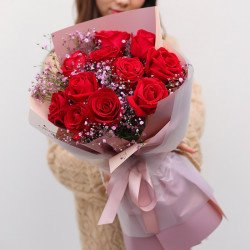 鲜花速递 爱花居c06 11朵红玫瑰花真花花束多少钱 什么值得买