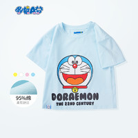 Doraemon 哆啦A梦 童装官方旗舰店短袖T恤男女童2022夏季新款甜美卡通小叮当猫动漫图案印花可爱中小童上衣潮