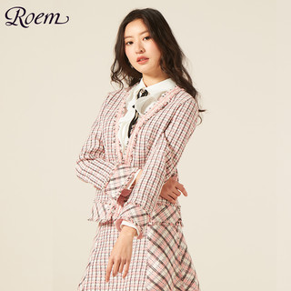 Roem 罗燕 春季女士韩版复古小香风格子chic西装外套RCJK96102B