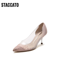 STACCATO 思加图 春季新款仙女鞋婚鞋尖头水晶高跟鞋细跟女鞋子9NW37AQ1