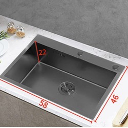 ARROW 箭牌卫浴 纳米水槽厨房黑色手工家用台上台下不锈钢洗菜盆单槽