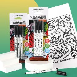 marco马可3支绘图手绘幼儿童勾边描边笔