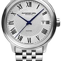 RAYMOND WEIL 男式 Maestro 不锈钢瑞士自动手表,不锈钢表带,银色,20(型号:2237-ST-00659)