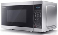 SHARP 夏普 YC-MS02U-S 800 W 数码单频微波炉烤箱 20 升容量,11 个功率级别和 8 个烹饪程序 银色