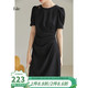范思蓝恩 22FS2038胸前镂空连衣裙女夏2022新款高级感气质显瘦裙子 气质黑 M