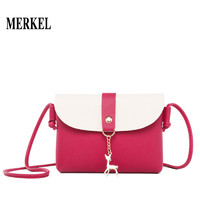 MERKEL 莫尔克 新款时尚拼接小包女包韩版时尚撞色单肩斜跨小包包迷你包