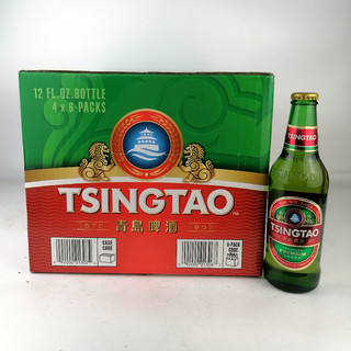 TSINGTAO 青岛啤酒 小双狮外销版美啤5度 355ml*24瓶
