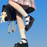 久久Lolita原创 Lolita洛丽塔 喵可可 女士圆头皮鞋 黑色漆皮