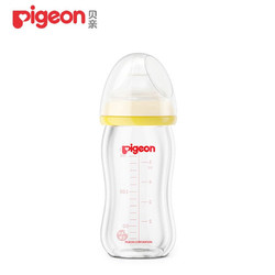 Pigeon 贝亲 经典自然实感系列 AA73 玻璃奶瓶 160ml 黄色 0月+