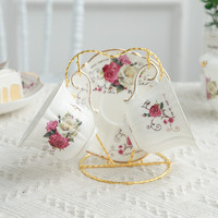 LIFEEYES 英式陶瓷咖啡杯具套装高档精致欧式下午茶家用小奢华优雅个性 送勺 小杯架