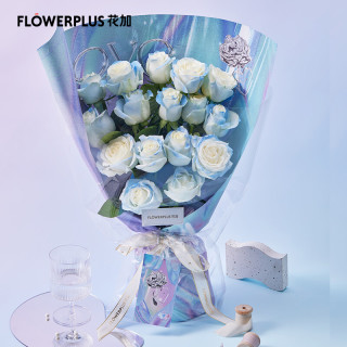 Flowerplus 花加 漫游心间 系列5主题花16枝喷色蓝白玫瑰花束 号收花 报价价格评测怎么样 什么值得买