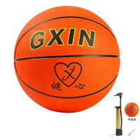 儿童篮球玩具户外运动充气皮球室内拍拍球幼儿园小弹力球3-5-7号 健心-5#-橙色篮球+买1送3