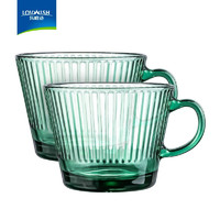 乐唯诗 墨绿早餐玻璃杯原色玻璃带把高颜值大容量水杯 兰特墨绿杯