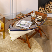 Snnei 室内 地中海风格客厅实木装饰船型茶几 小户型家具沙发边几家用创意茶桌
