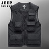 Jeep 吉普 休闲透气舒适户外运动马甲钓鱼背心男士坎肩多口袋工装外套男 JC3009黑色 XL（建议135-155斤）