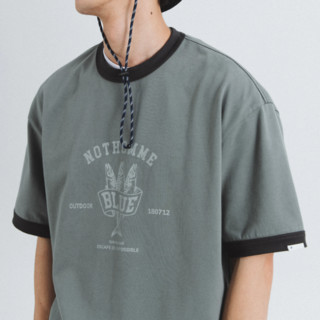 NOTHOMME BLUE系列 男女款圆领短袖T恤 22TMT019 灰绿色 L