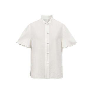 织羽集 汉元素 一颗柠檬 女士短袖衬衫 Y06385 白色 S