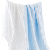 Purcotton 全棉时代 2100014201-000+2100014203-000 婴儿水洗纱布浴巾 2条装 蓝色+白色 95*95cm
