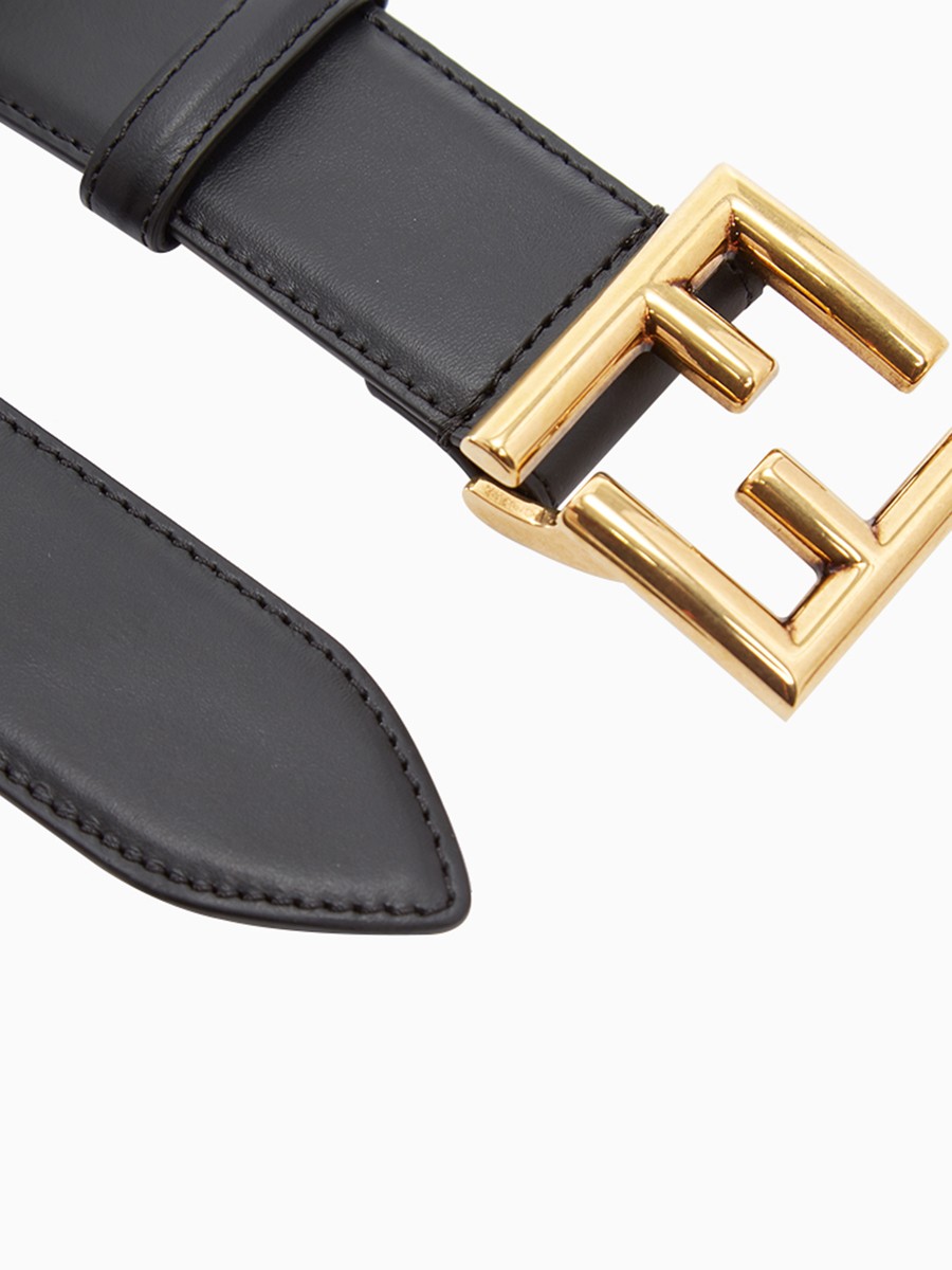 fendi 芬迪 黑色牛皮革双f徽标扣女士皮带 8c0649aaiw