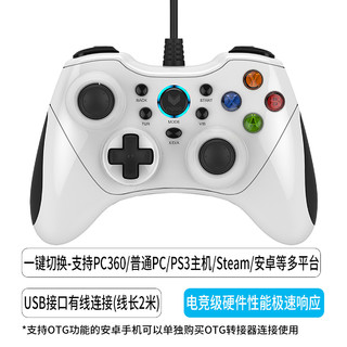 RAPOO/雷柏 USB有线振动电脑电竞游戏手柄V600安卓电视实况赛车steam手柄 白色-USB有线连接