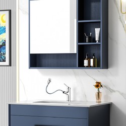 DONGPENG 东鹏 浴室柜组合套装陶瓷一体盆 普通款 含银色抽拉龙头 80cm
