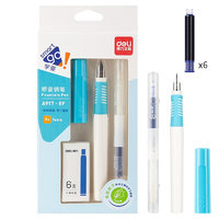 deli 得力 钢笔 A917 蓝色 EF尖 墨囊6支+可擦笔纸盒装