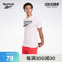 Reebok 锐步 官方男子GS1616纯色经典LOGO室内健身运动短袖训练T恤