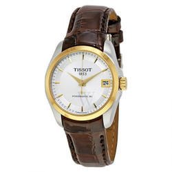 TISSOT 天梭 瑞士手表 新款库图系列自动机械女士手表  T035.207.26.031.00棕色皮带银盘