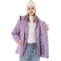 TFO 连帽加厚保暖女款滑雪服外套冲锋衣女三合一可拆卸外套冲锋衣